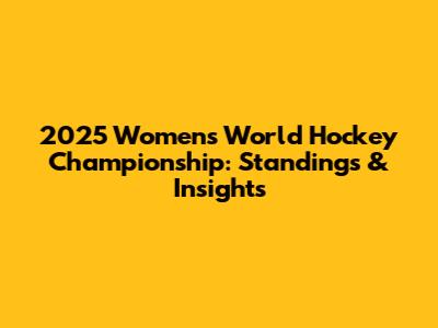 2025 Women's World Hockey Championship: Standings & Insights