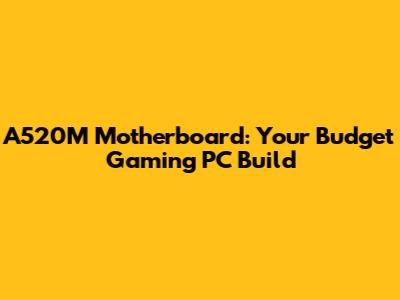 A520M Motherboard: Your Budget Gaming PC Build