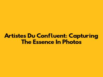 Artistes Du Confluent: Capturing The Essence In Photos