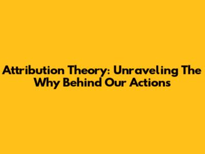 Attribution Theory: Unraveling The 'Why' Behind Our Actions