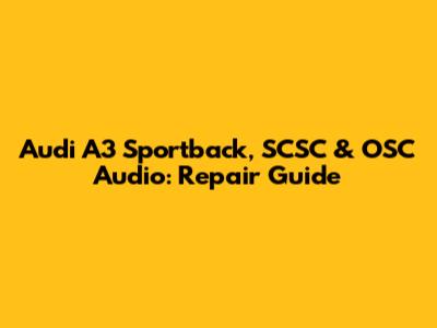Audi A3 Sportback, SCSC & OSC Audio: Repair Guide
