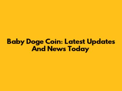 Baby Doge Coin: Latest Updates And News Today