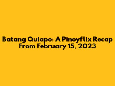 Batang Quiapo: A Pinoyflix Recap From February 15, 2023
