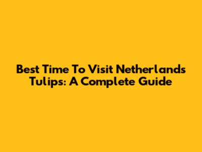 Best Time To Visit Netherlands Tulips: A Complete Guide