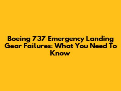 Boeing 737 Emergency Landing Gear Failures: What You Need To Know