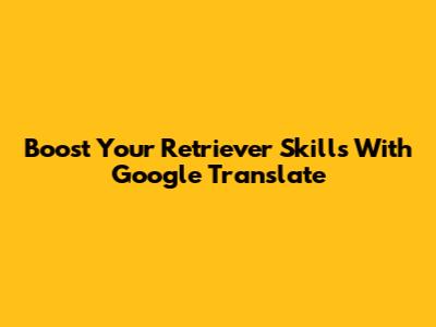 Boost Your Retriever Skills With Google Translate