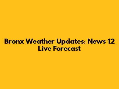 Bronx Weather Updates: News 12 Live Forecast
