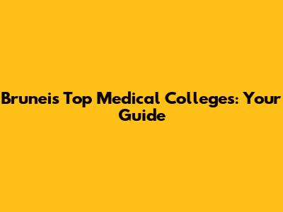 Brunei's Top Medical Colleges: Your Guide