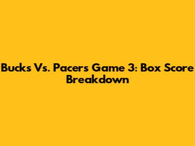 Bucks Vs. Pacers Game 3: Box Score Breakdown
