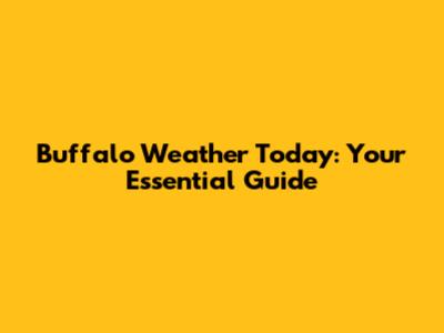 Buffalo Weather Today: Your Essential Guide