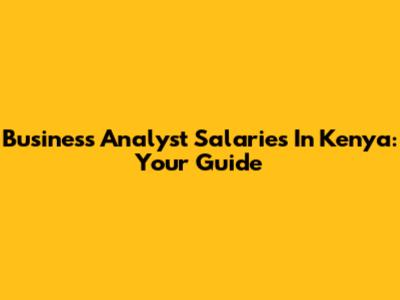Business Analyst Salaries In Kenya: Your Guide