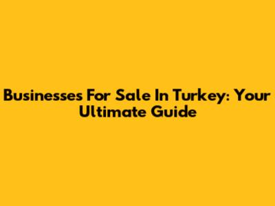 Businesses For Sale In Turkey: Your Ultimate Guide