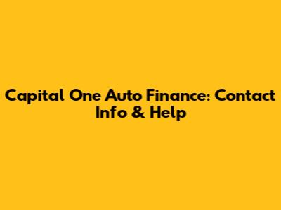 Capital One Auto Finance: Contact Info & Help