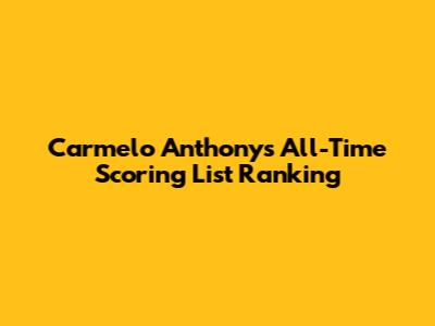 Carmelo Anthony's All-Time Scoring List Ranking
