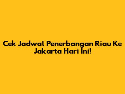 Cek Jadwal Penerbangan Riau Ke Jakarta Hari Ini!