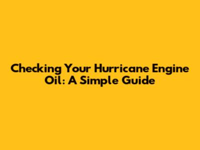 Checking Your Hurricane Engine Oil: A Simple Guide