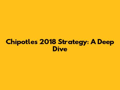 Chipotle's 2018 Strategy: A Deep Dive