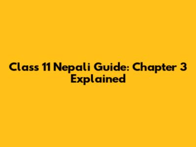 Class 11 Nepali Guide: Chapter 3 Explained