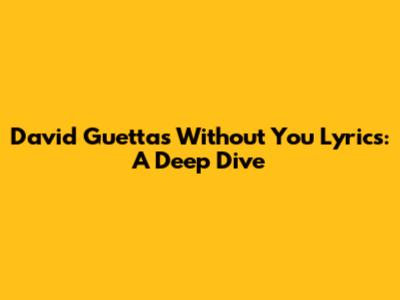 David Guetta's 'Without You' Lyrics: A Deep Dive