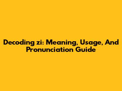 Decoding 'zi': Meaning, Usage, And Pronunciation Guide