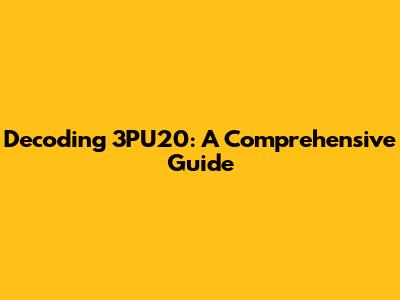 Decoding 3PU20: A Comprehensive Guide