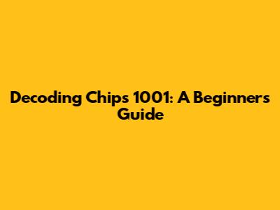 Decoding Chips 1001: A Beginner's Guide