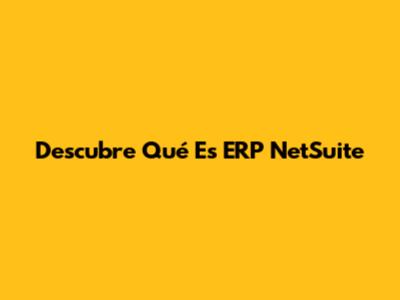Descubre Qué Es ERP NetSuite