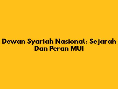 Dewan Syariah Nasional: Sejarah Dan Peran MUI