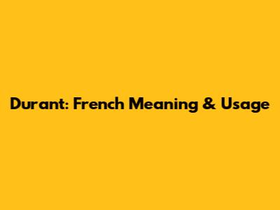 Durant: French Meaning & Usage