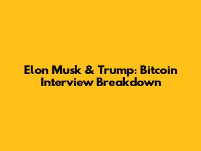 Elon Musk & Trump: Bitcoin Interview Breakdown
