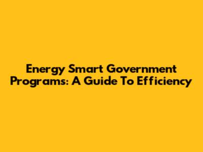 Energy Smart Government Programs: A Guide To Efficiency