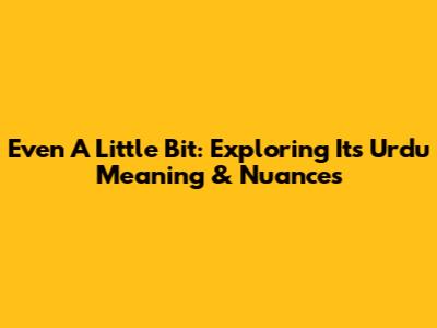 Even A Little Bit: Exploring Its Urdu Meaning & Nuances