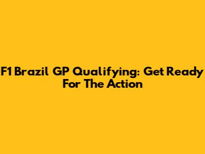 F1 Brazil GP Qualifying: Get Ready For The Action