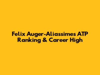 Felix Auger-Aliassime's ATP Ranking & Career High