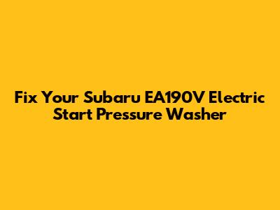 Fix Your Subaru EA190V Electric Start Pressure Washer