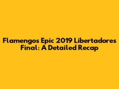 Flamengo's Epic 2019 Libertadores Final: A Detailed Recap