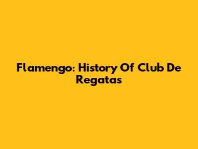 Flamengo: History Of Club De Regatas