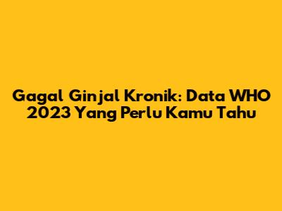 Gagal Ginjal Kronik: Data WHO 2023 Yang Perlu Kamu Tahu