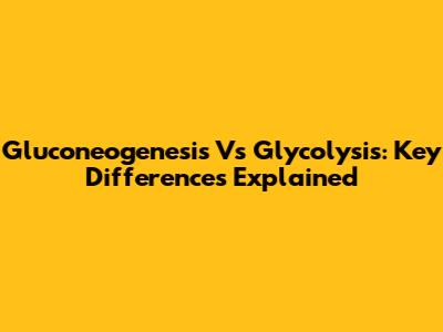 Gluconeogenesis Vs Glycolysis: Key Differences Explained