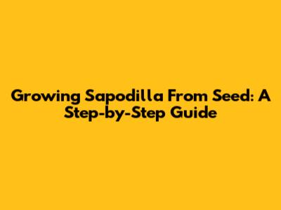 Growing Sapodilla From Seed: A Step-by-Step Guide