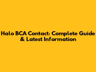 Halo BCA Contact: Complete Guide & Latest Information