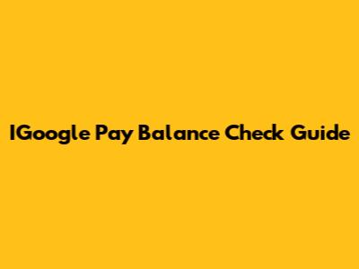 IGoogle Pay Balance Check Guide