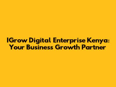 IGrow Digital Enterprise Kenya: Your Business Growth Partner