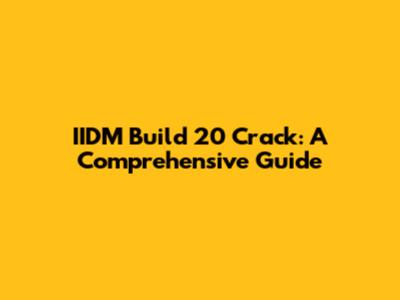 IIDM Build 20 Crack: A Comprehensive Guide