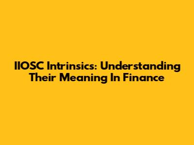 IIOSC Intrinsics: Understanding Their Meaning In Finance