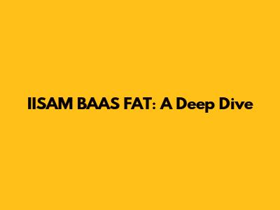 IISAM BAAS FAT: A Deep Dive