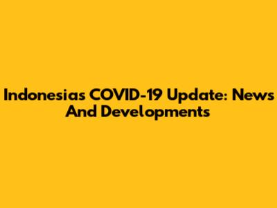 Indonesia's COVID-19 Update: News And Developments