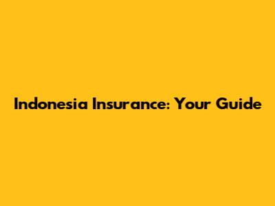 Indonesia Insurance: Your Guide
