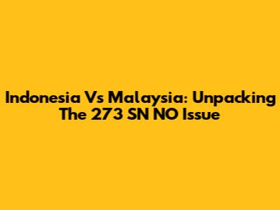Indonesia Vs Malaysia: Unpacking The 273 SN NO Issue