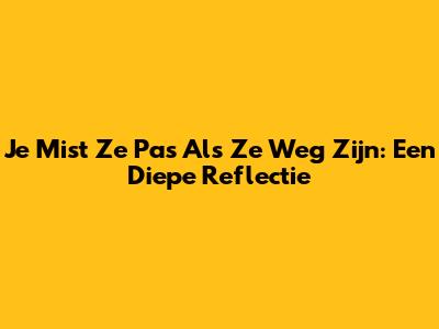 Je Mist Ze Pas Als Ze Weg Zijn: Een Diepe Reflectie